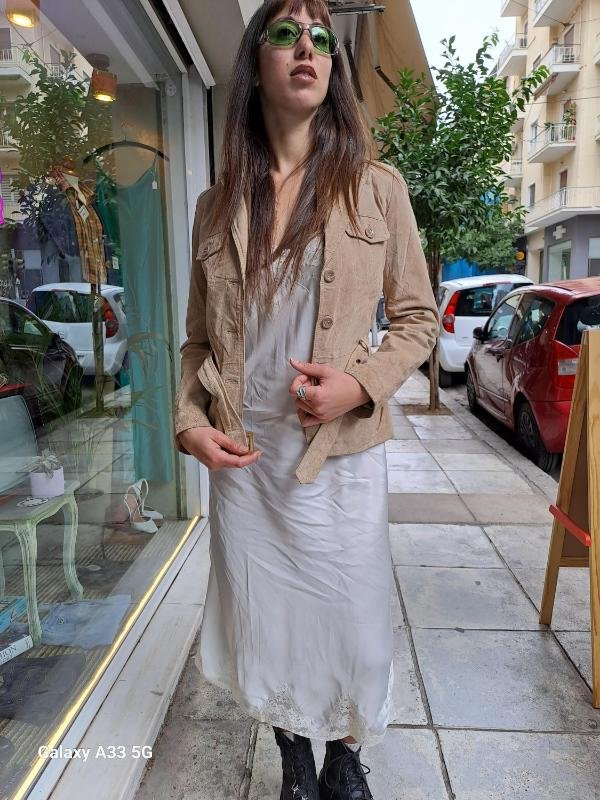 vintage belted beige suede jacket/blazer - Image 2