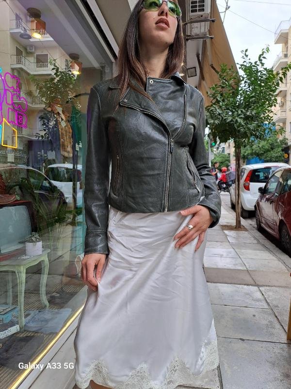 vintage leather "perfecto" style black distressed jacket - Image 5