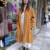 vintage caramel buttonless trenchcoat