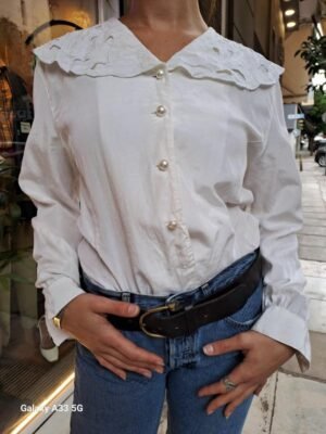 vintage white shirt with embroided collar