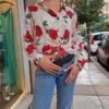vintage semi sheer floral shirt