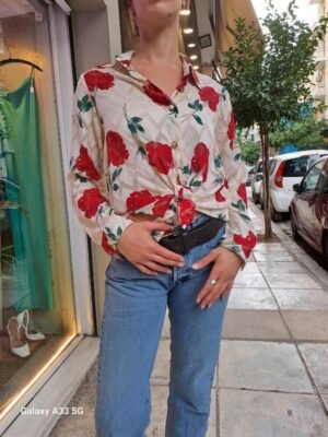 vintage semi sheer floral shirt