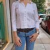 vintage white embossed crop shirt