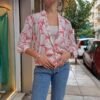 vintage white & pink patterned shirt