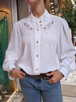 vintage white stitchworked shirt
