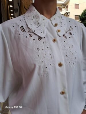 Alternative view of vintage white stitchworked shirt