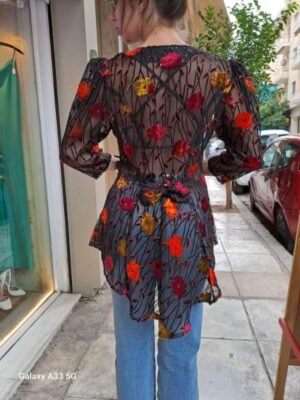 Alternative view of vintage floral sheer asymetrical shirt/tunic