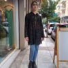 vintage black sheer shirt/tunic with metallic fibres