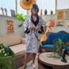 vintage black & white satin kimono