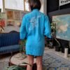 vintage turqoise dragon kimono