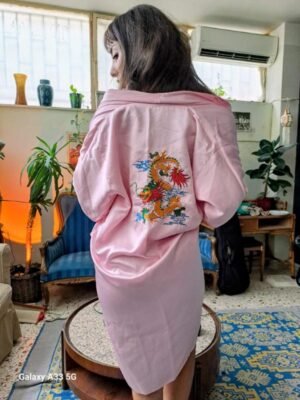 vintage reversible satin pink kimono