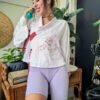 vintage white embroidered kimono top