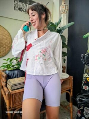 vintage white embroidered kimono top