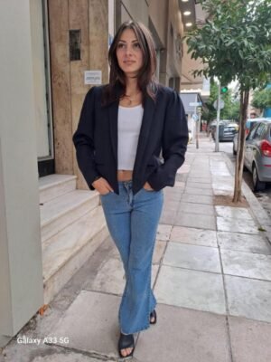 Alternative view of vintage dark blue cropped blazer