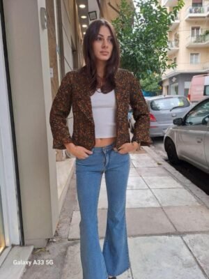 Alternative view of vintage textured fitted multicolor blazer with metallic fibres