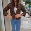 vintage textured fitted multicolor blazer with metallic fibres