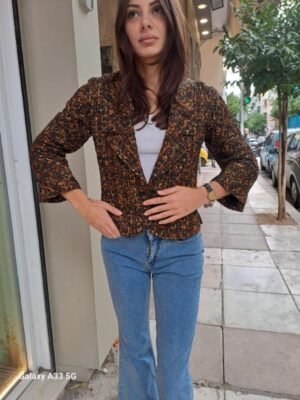 vintage textured fitted multicolor blazer with metallic fibres