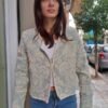 vintage pastel light blue brocade cropped blazer