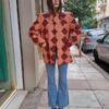 vintage glitterish geometrical patterned structured blazer with padded shoulders
