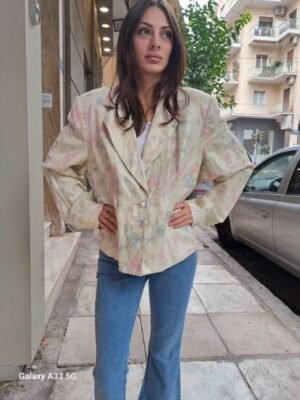 vintage glitterish pastel patterned blazer