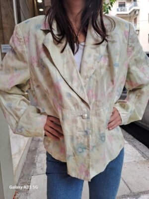 Alternative view of vintage glitterish pastel patterned blazer