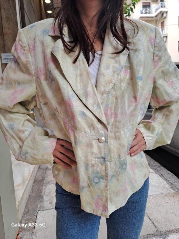 vintage glitterish pastel patterned blazer - Image 2