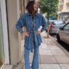 vintage ASOS denim jacket with belt and fitted waist