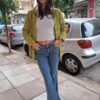 vintage lime stripped wool blend blazer