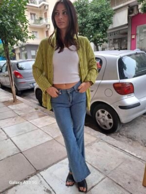 vintage lime stripped wool blend blazer