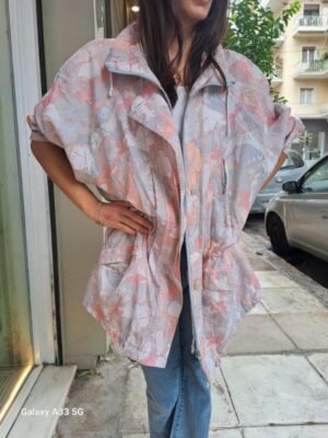 Alternative view of vintage oversized abstract pastel patterned windbreaker