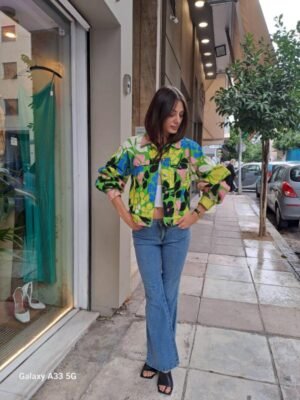 Alternative view of vintage organic cotton Stine Goya floral graphic puff sleeves jacket