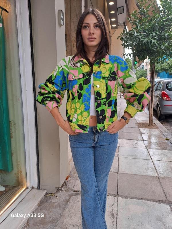 vintage organic cotton Stine Goya floral graphic puff sleeves jacket - Image 3