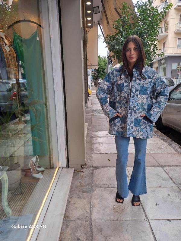 vintage blue patchwork quilted jacket - Image 5