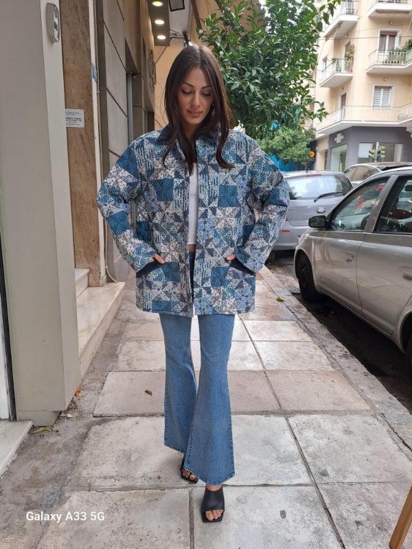 vintage blue patchwork quilted jacket - Image 4