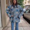 vintage blue patchwork quilted jacket