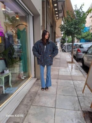 Alternative view of vintage blue floral puffer jacket