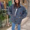 vintage blue floral puffer jacket