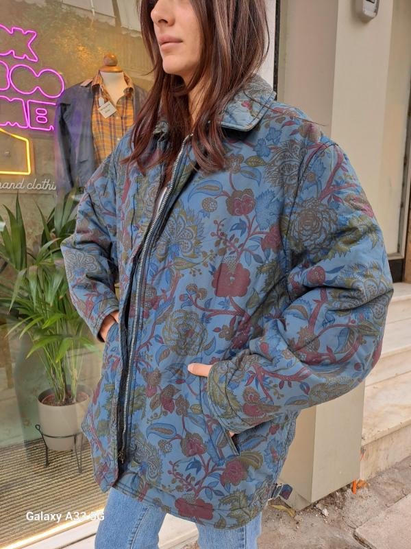 vintage blue floral puffer jacket - Image 3