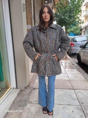 vintage paisley quilted waisted jacket