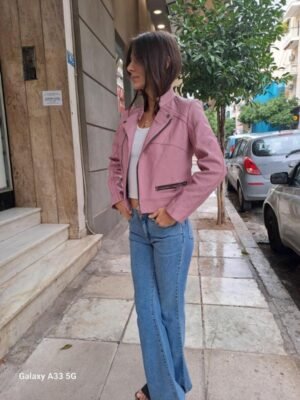 Alternative view of vintage y2k pink leather biker jacket