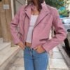 vintage pink leather biker jacket