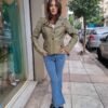 vintage olive green fitted leather jacket