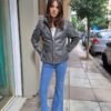 vintage grey leather jacket