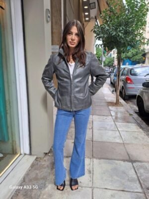 vintage grey leather jacket