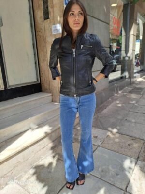 vintage black leather quilted jacket