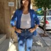 vintage blue printed shirt buttonless