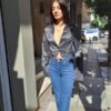 vintage grey satin cropped blazer