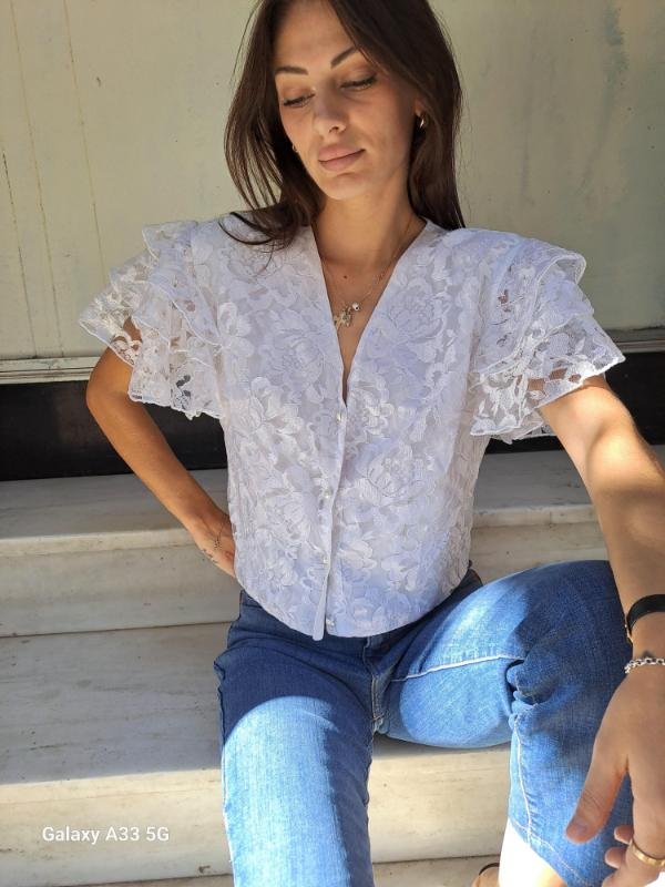 vintage white lace ruffle shirt - Image 4