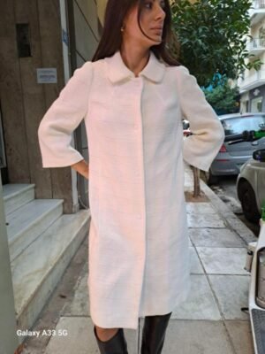 Alternative view of vintage Trussardi white textured  coat with 3/4 sleeves