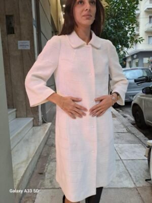 vintage Trussardi white textured coat with 3/4 sleeves